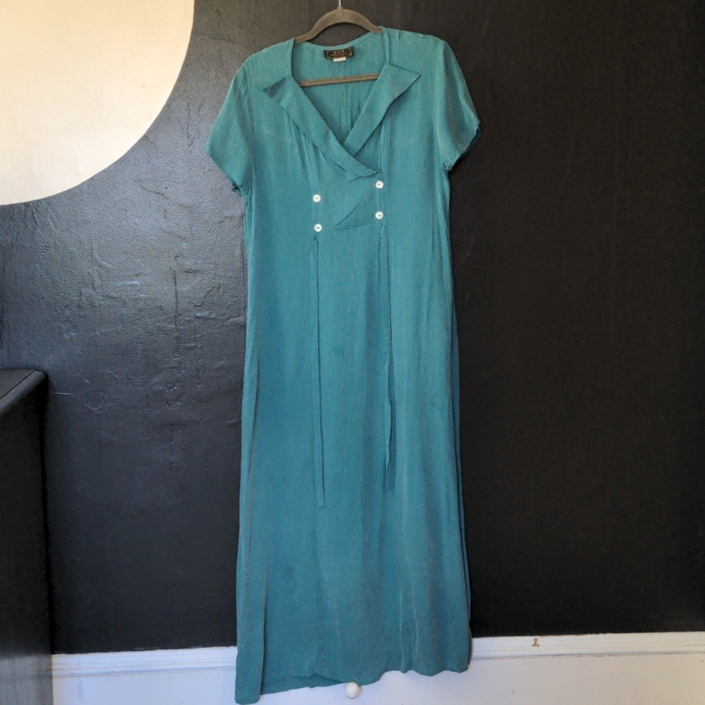 Floor Length Vintage Teal Dress